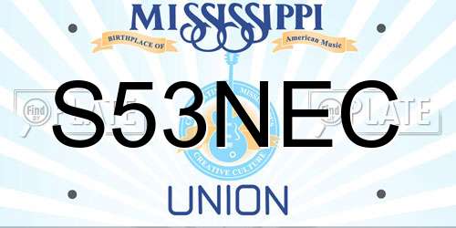 S53NEC Mississippi License Plate