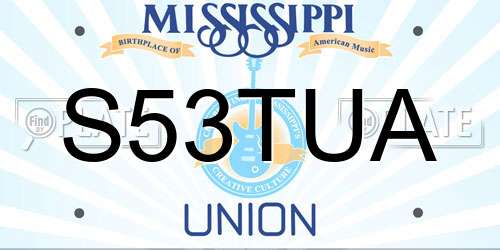 S53TUA Mississippi License Plate