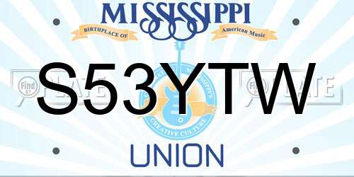 S53YTW Mississippi License Plate
