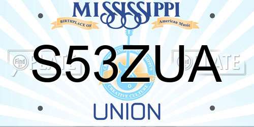 S53ZUA Mississippi License Plate