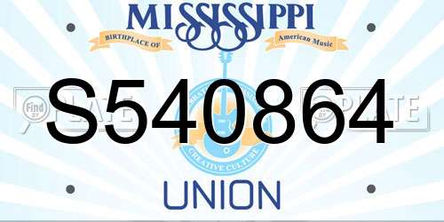 S540864 Mississippi License Plate