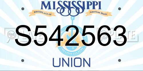 S542563 Mississippi License Plate