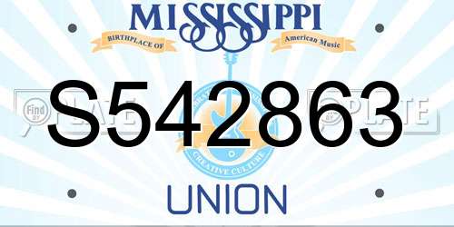 S542863 Mississippi License Plate