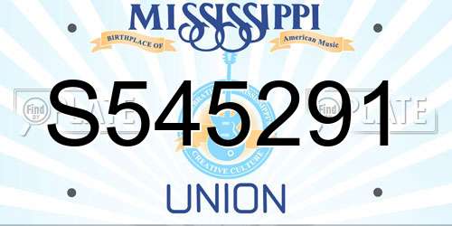 S545291 Mississippi License Plate