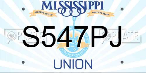 S547PJ Mississippi License Plate