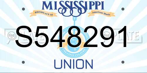 S548291 Mississippi License Plate