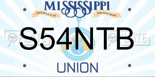 S54NTB Mississippi License Plate