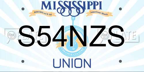 S54NZS Mississippi License Plate
