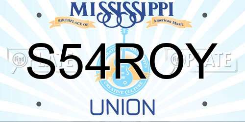 S54ROY Mississippi License Plate