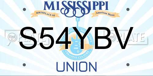 S54YBV Mississippi License Plate