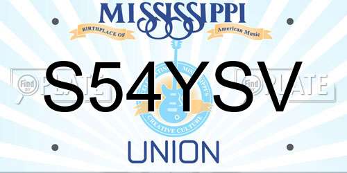 S54YSV Mississippi License Plate