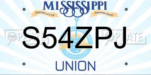 S54ZPJ Mississippi License Plate