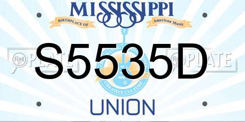 S5535D Mississippi License Plate