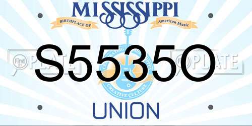 S5535O Mississippi License Plate
