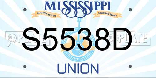 S5538D Mississippi License Plate