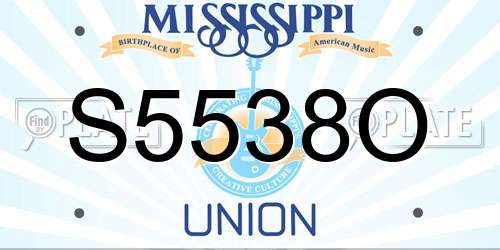 S5538O Mississippi License Plate