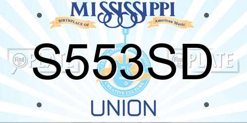 S553SD Mississippi License Plate