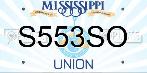 S553SO Mississippi License Plate