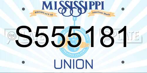 S555181 Mississippi License Plate