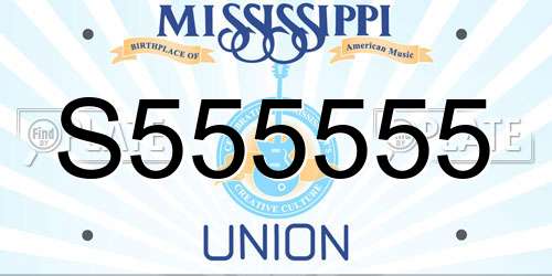 S555555 Mississippi License Plate