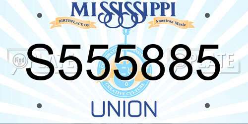 S555885 Mississippi License Plate