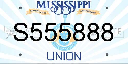 S555888 Mississippi License Plate
