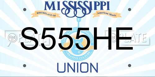 S555HE Mississippi License Plate