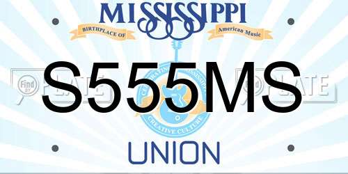 S555MS Mississippi License Plate