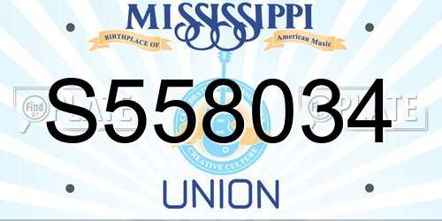 S558034 Mississippi License Plate