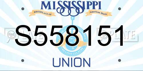 S558151 Mississippi License Plate
