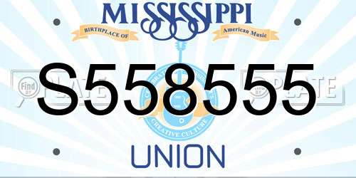 S558555 Mississippi License Plate