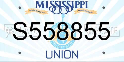 S558855 Mississippi License Plate