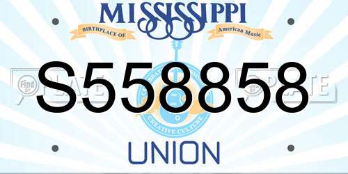 S558858 Mississippi License Plate