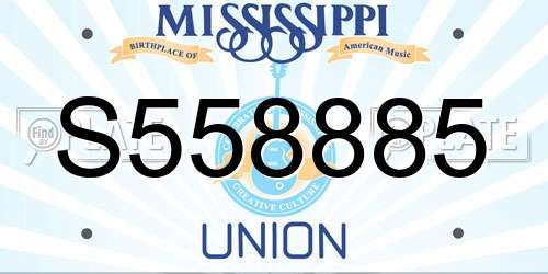 S558885 Mississippi License Plate