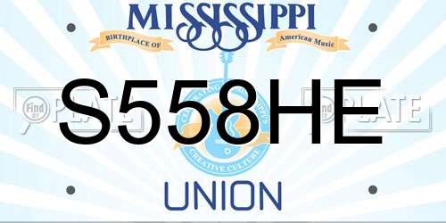 S558HE Mississippi License Plate