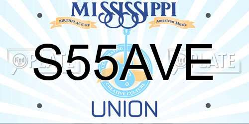 S55AVE Mississippi License Plate