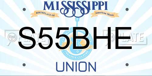 S55BHE Mississippi License Plate
