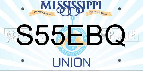 S55EBQ Mississippi License Plate