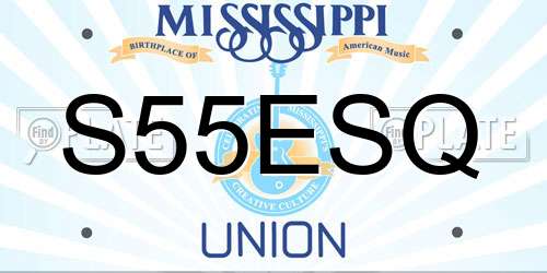 S55ESQ Mississippi License Plate