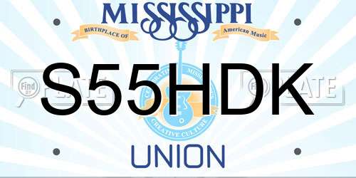 S55HDK Mississippi License Plate