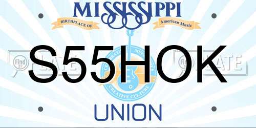 S55HOK Mississippi License Plate