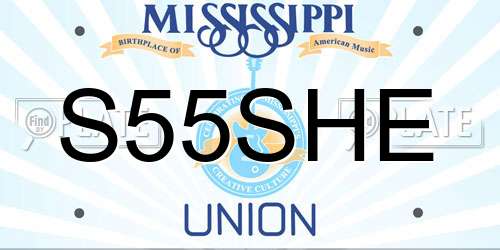 S55SHE Mississippi License Plate
