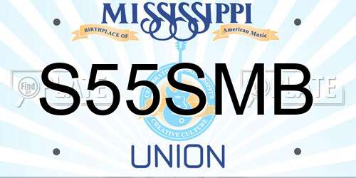 S55SMB Mississippi License Plate
