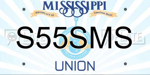 S55SMS Mississippi License Plate