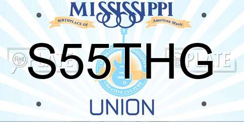 S55THG Mississippi License Plate