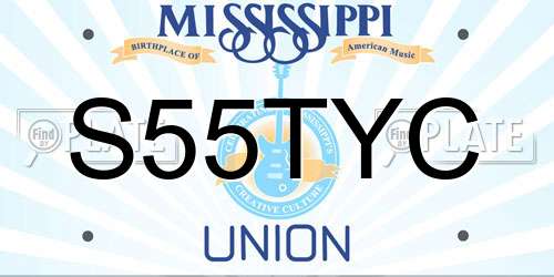 S55TYC Mississippi License Plate