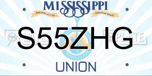 S55ZHG Mississippi License Plate