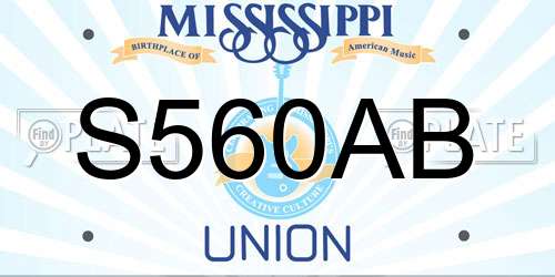 S560AB Mississippi License Plate