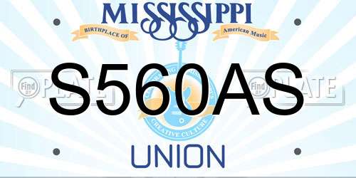 S560AS Mississippi License Plate