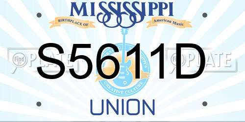 S5611D Mississippi License Plate